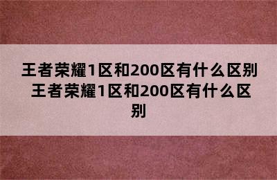 王者荣耀1区和200区有什么区别 王者荣耀1区和200区有什么区别